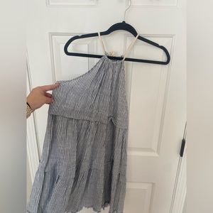 Blue and white striped dress